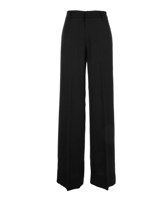 PT Torino Black 'Lorenza' Relaxed Pants With Welt Pockets