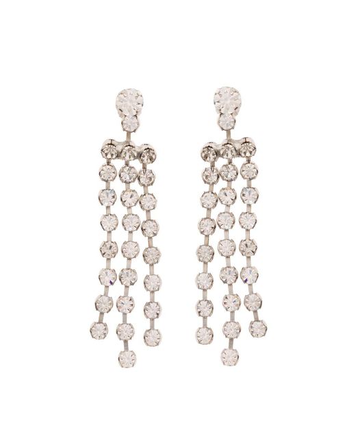 Forte Forte White Crystals Earrings With Asymmetric Pendants In Brass Woman