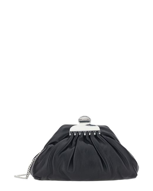 Marc Jacobs Blue Clutch Claw Clip Piccola Leather