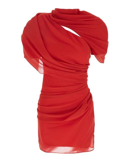 Jacquemus Red Dress With Shoulder Pads
