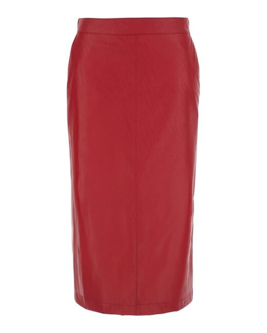 Pinko Red Skirt With Single Slit