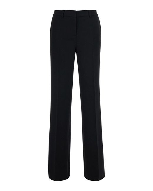 Le Plain Black Pants With Belt Loops And Hidden Front Closure