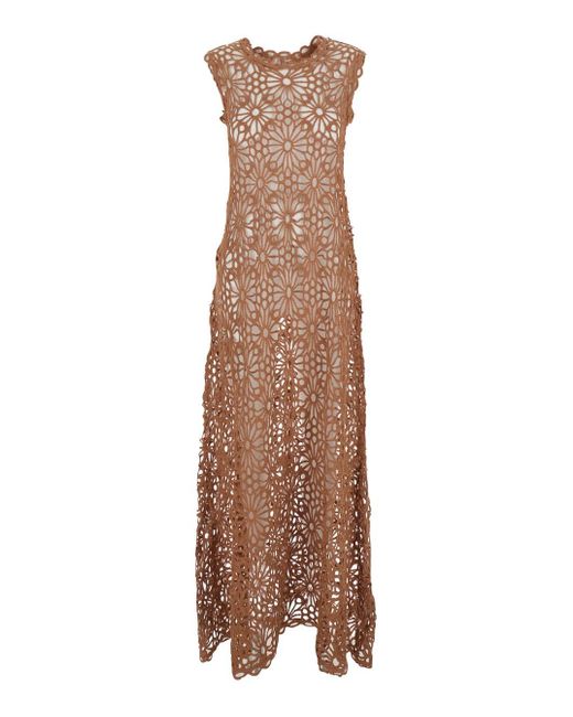 Norma Kamali Natural Swing' Long Dress With Perforated
