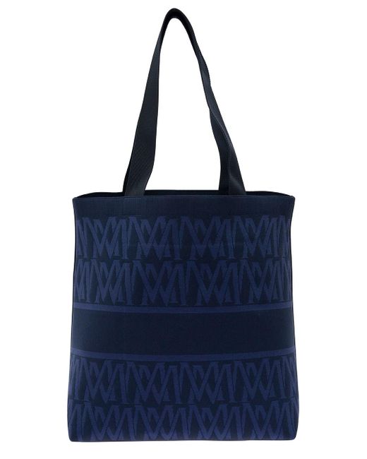 Moncler Blue Tote Bag With All-Over Monogram for men