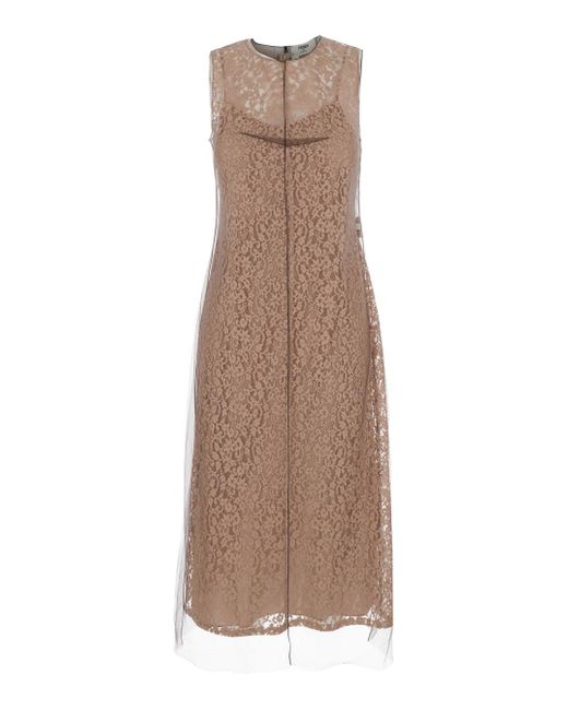 Abito Midi di Fendi in Natural