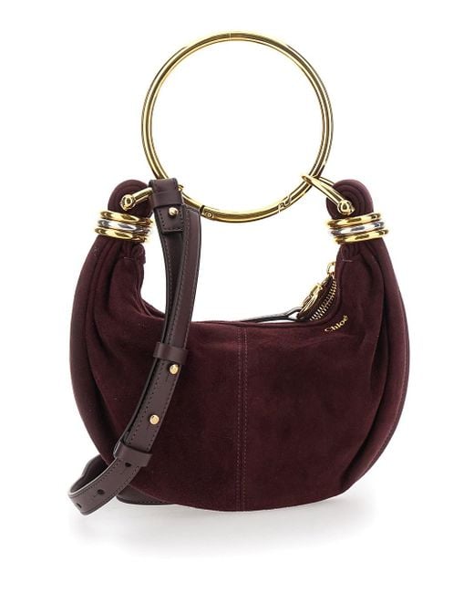 Borsa A Mano 'Bracelet Piccola' Con Manico Ad Anello E Logo Lett di Chloé in Brown