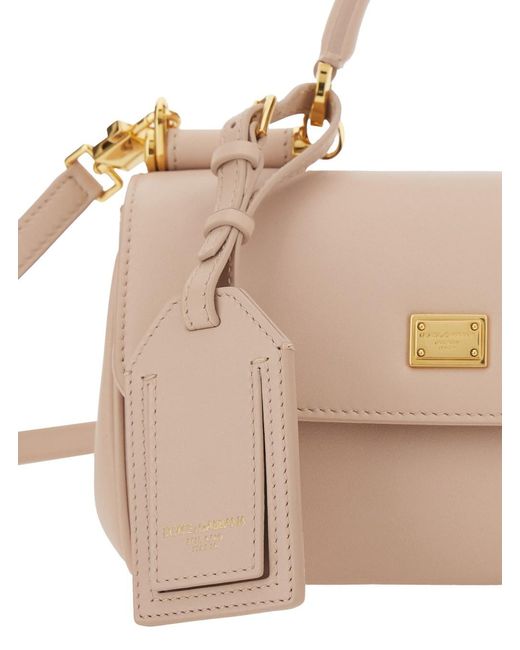 Dolce & Gabbana Natural 'My Sicily' Mini Crossbody Bag With Adjustable And Removable Shouder Strap And Logo Lettering On The Rear