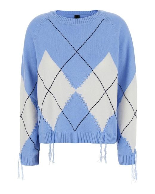 Pinko Blue Berna Pull Argyle Traforato