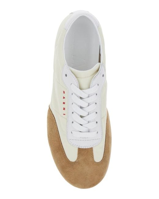 Marni White Sneakers With Suede Details And Lettering Logo
