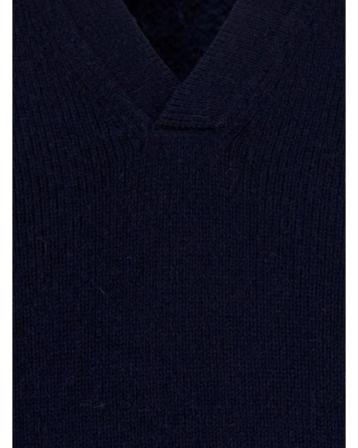Soft Goat Blue Heavy Cashmere Polo Collar for men