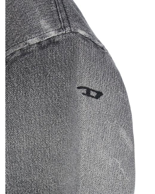 DIESEL Gray T-Shirt With Dropped Shoulder And Crew Neck Faded Effect for men