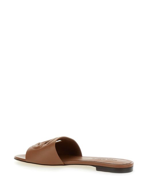 Dolce & Gabbana Brown Slide Sandals Leather