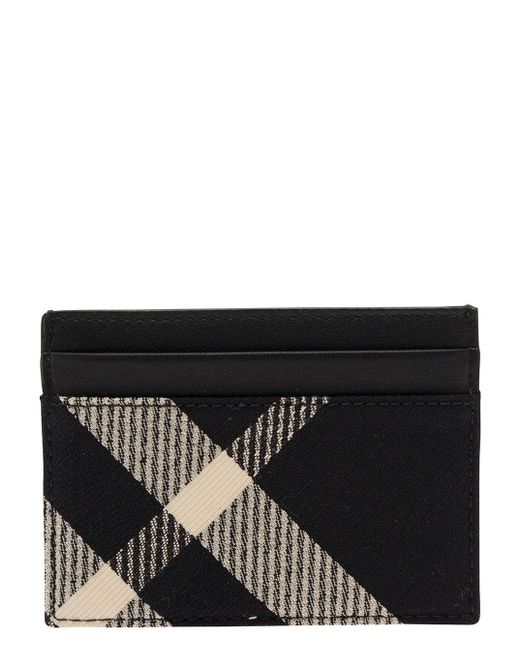 Burberry Black Card-Holder With Check Motif for men