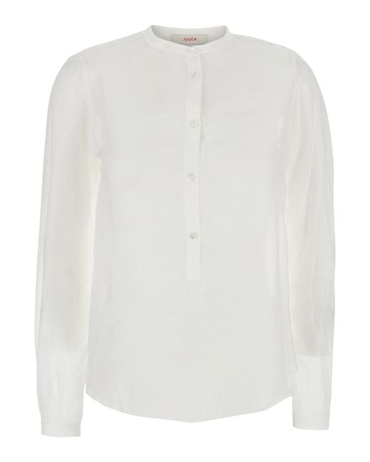 Jucca White Shirt With Round Neckline And Long Sleeves