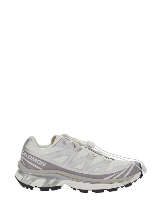 Salomon White Xt 6 With Rubber Sole And Tech Fabric Upper