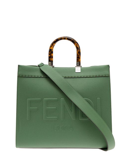 Fendi Green Sunshine Medium Grainy Leather