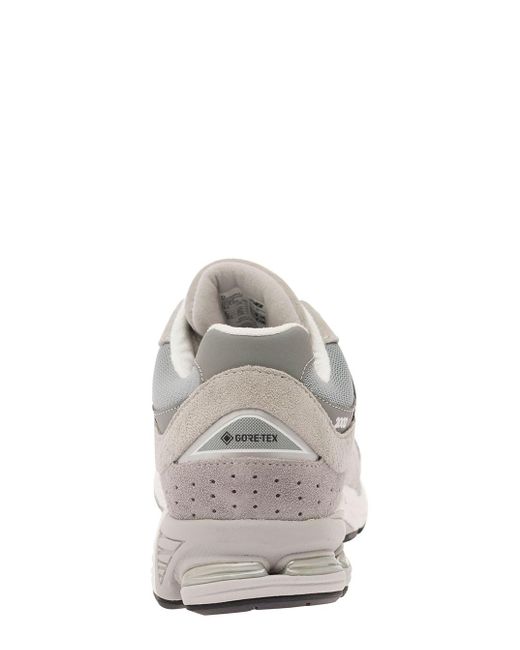 New Balance White '2002r' Grey Low Top Sneakers With Logo Patch In Suede Leather Man for men