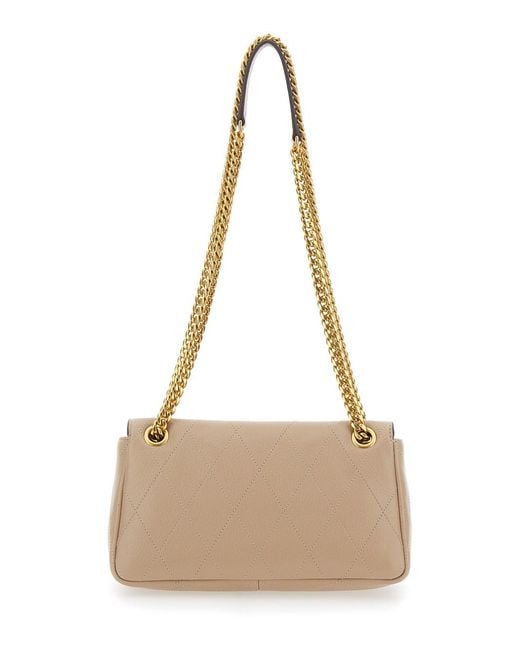 Tory Burch Natural Crossbody Bag Charlie Quilted Suede