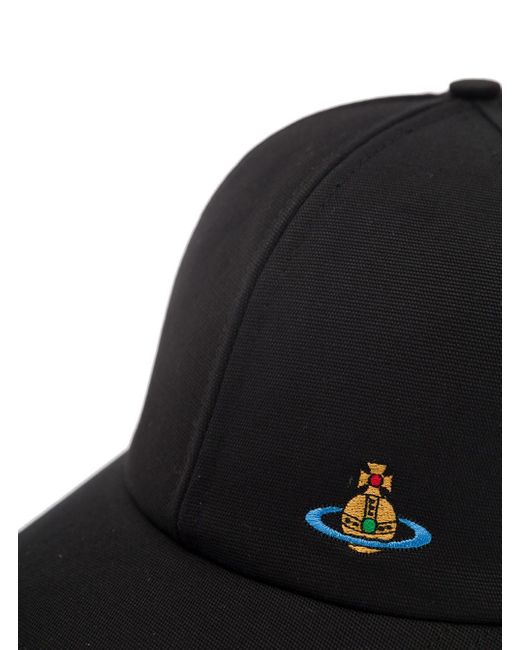 Vivienne Westwood Black Baseball Cap With Orb Embroidery for men