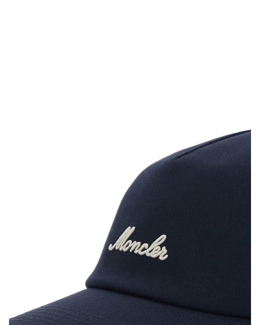 Moncler Blue Baseball Cap With Logo Lettering On The Front for men