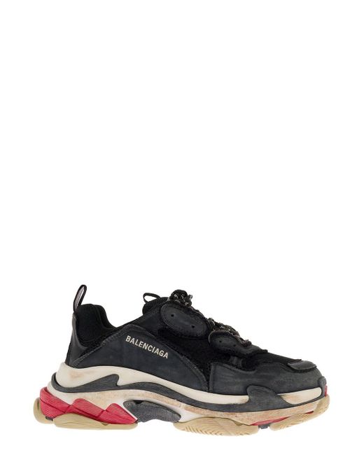 Balenciaga Synthetic Man's Triple S Leatheret And Mesh Sneakers in Black  for Men | Lyst