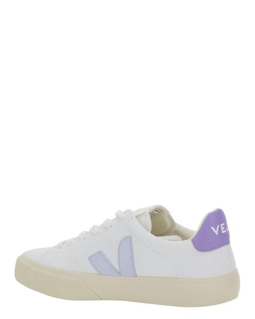 Veja White 'Campo' Low Top Sneakers With Logo