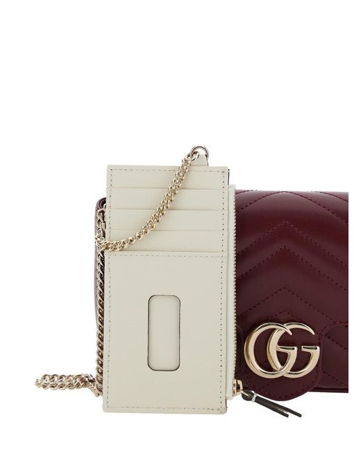 Gucci Purple 'Gg Marmont 2.0' Bordeaux Mini Crossbody Bag With Double G