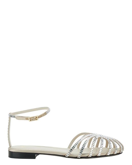 ALEVI White 'Rebecca' Sandals With Crystals