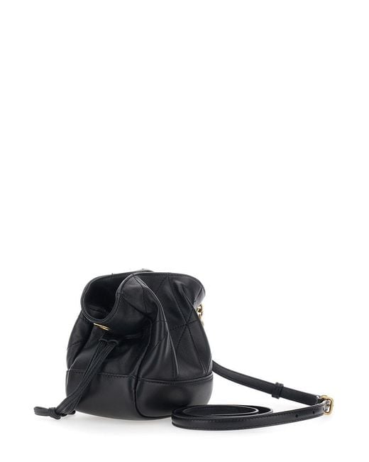 Saint Laurent Black Crossbody Bag With Drawstring Closure And Cassandre Plaque On The Front