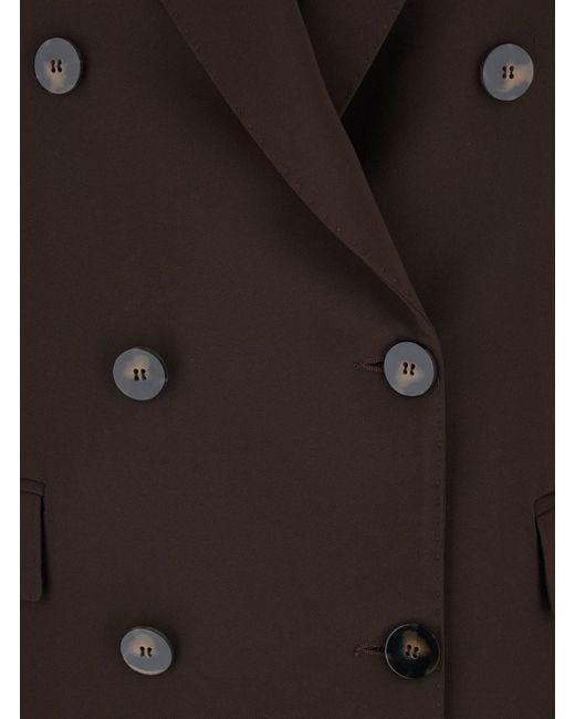 Le Plain Brown Double-Breasted Jacket With Peak Revers