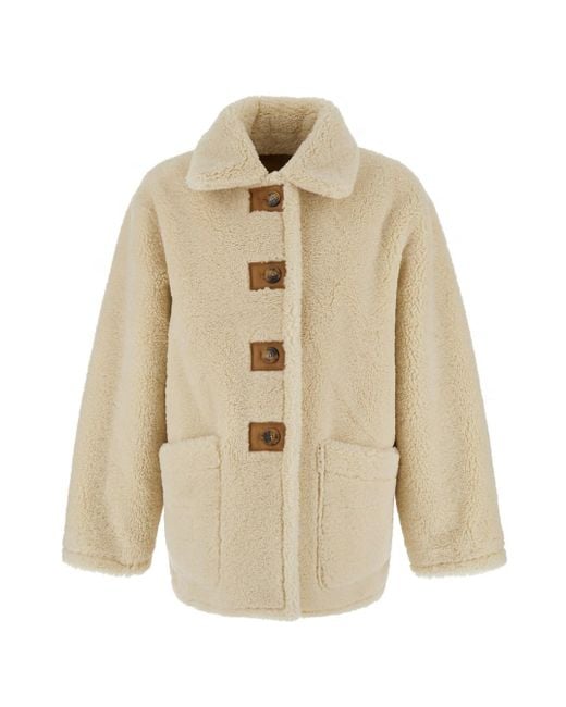 DUNST Brown Reversible Shearling Jacket With Classic Collar And Two Fr for men