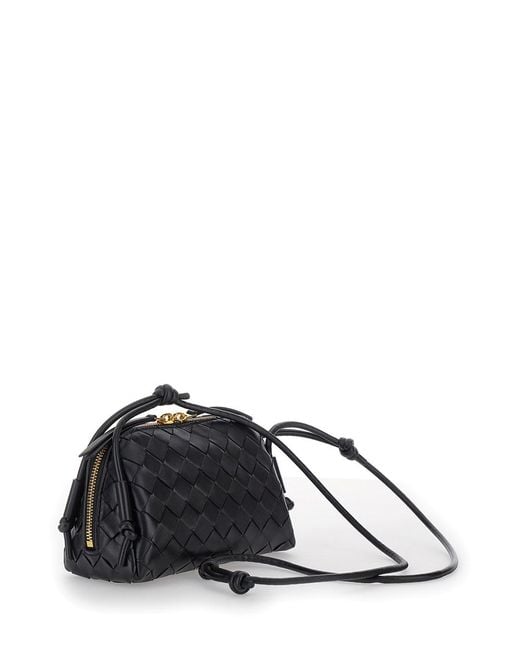 Bottega Veneta Black Concert Crossbody Bag With Intreccio Motif