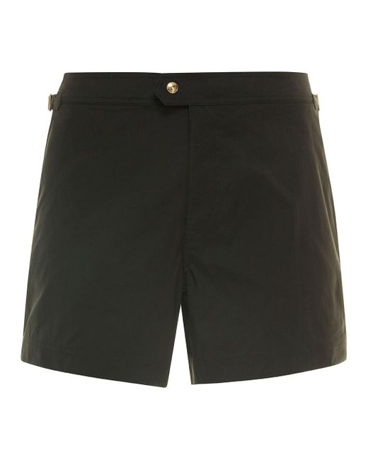 Tom Ford Black Swim Shorts With Side Buckle In Polyester Man for men