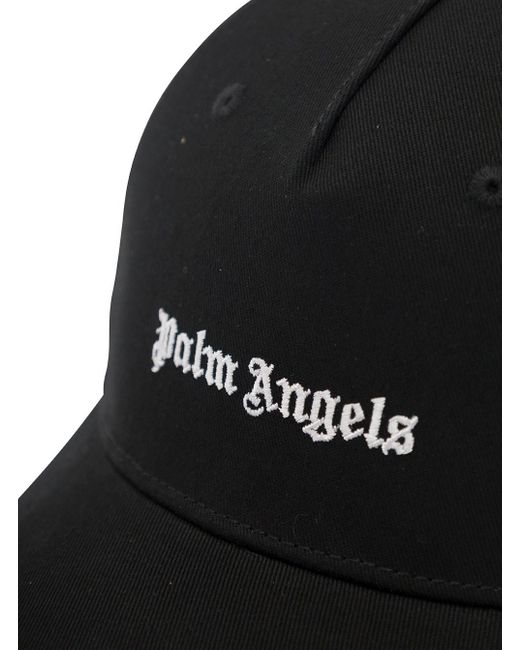 Palm Angels Black Baseball Cap With Logo Embroidery