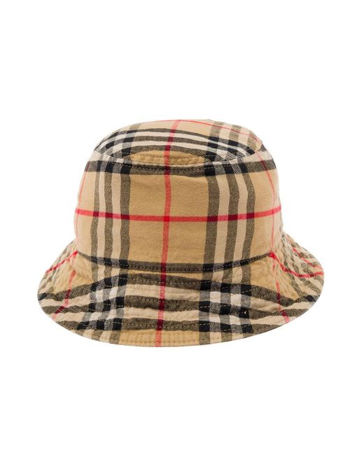 Burberry Natural Bucket Hat With Check Motif for men