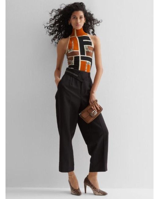 Fendi Multicolor Patterned Top With A Stand-up Collar,