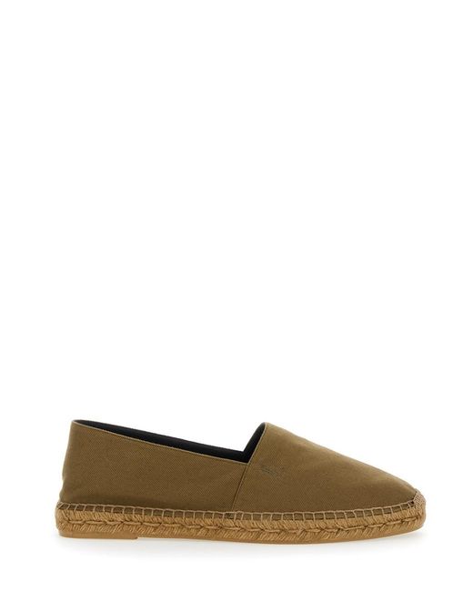 Saint Laurent Green Espadrilles With Tonal Cassandre Embroidery On The Side And Almond Toe for men