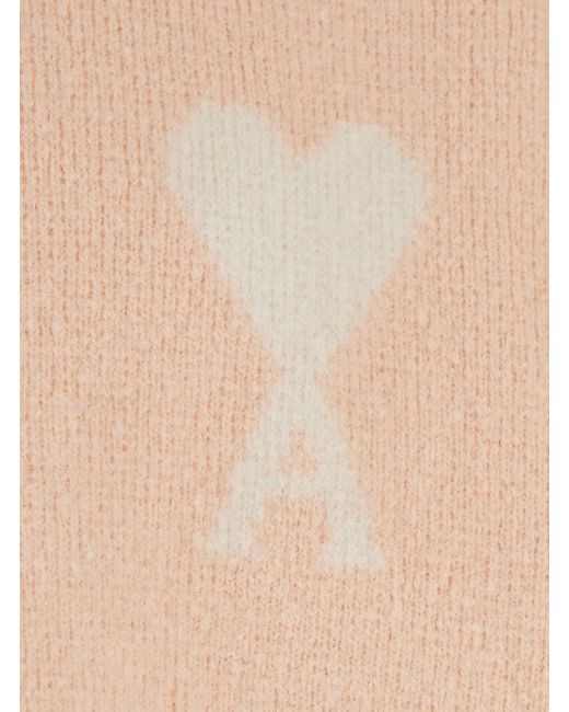 AMI Natural Crewneck Sweater With Adc Embroidery On The Front And Dropped Shoulders for men
