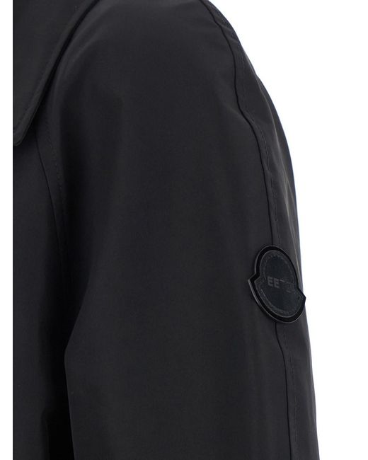 Moncler Genius Black 'Zake' Coat With Wide Classic Lapels And Removable Belt