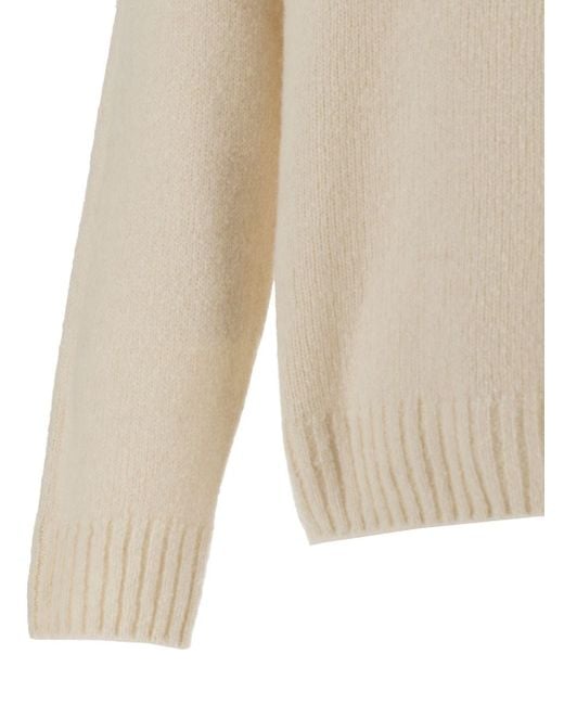 GAUDENZI White Crewneck Sweater With Ribbed Finishes for men
