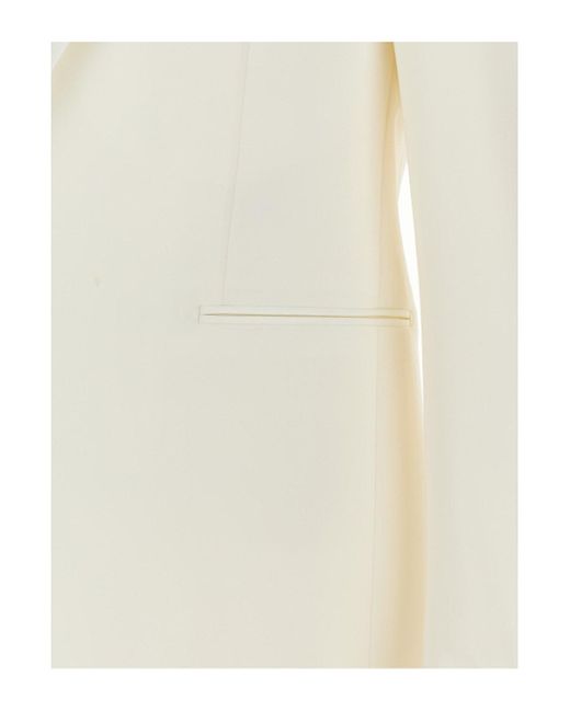Tagliatore White Milk Single-Breasted Blazer With Shawl Revers for men