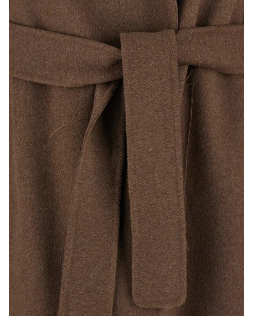 Max Mara Brown 'Poldo' Belted Coat With Wide Notched Revers