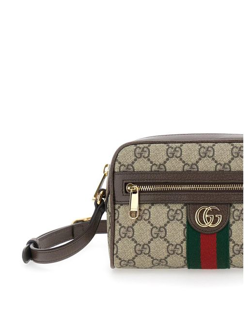 Borsa A Tracolla 'Ophidia' Con Motivo Gg All-Over E Dettaglio We di Gucci in Brown