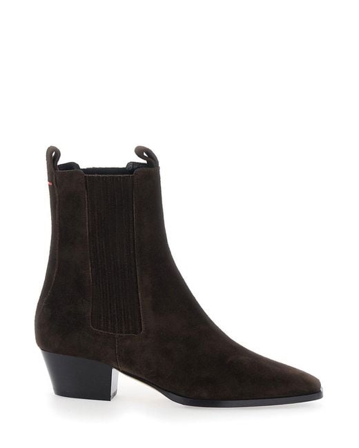 Aeyde Black Agata Cow Suede Leather Moka With Suede And