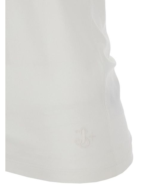 Jil Sander White Basic Tank Top With Embroidered Logo