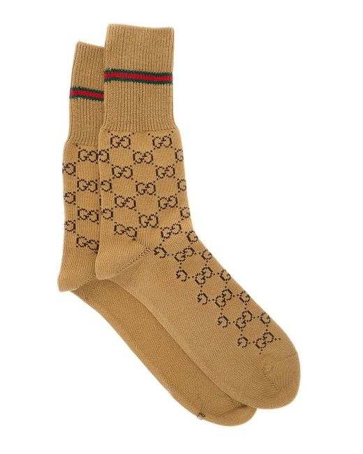 Gucci Natural Socks With Gg All-Over Pattern for men