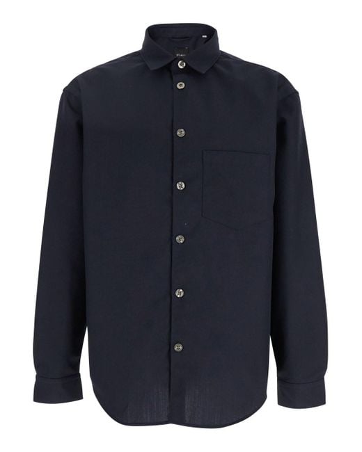 Le Plain Blue Shirt With Classic Collar for men
