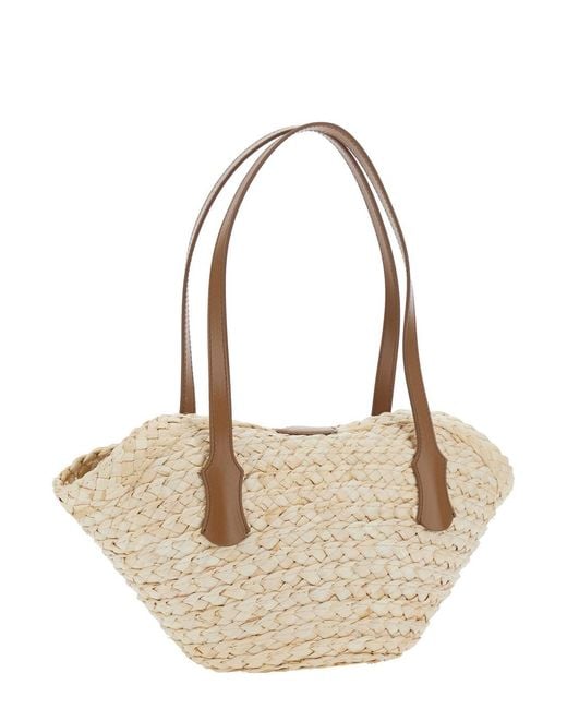 Dolce & Gabbana White Shoulder Bag With Two Top Handles And Interwoven Design