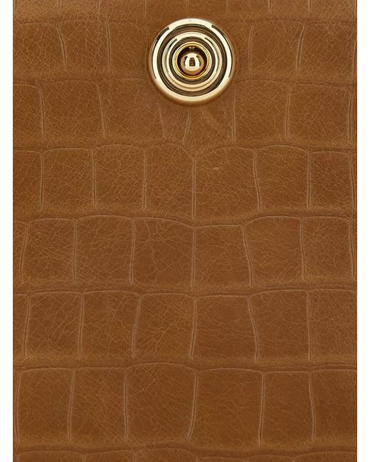 Liffner Brown Clutch With Adjustable Shoulder Strap And Automatic Butt