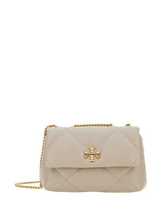 Tory Burch Natural Shoulder Bag Kira Diamond Quilted Leather
